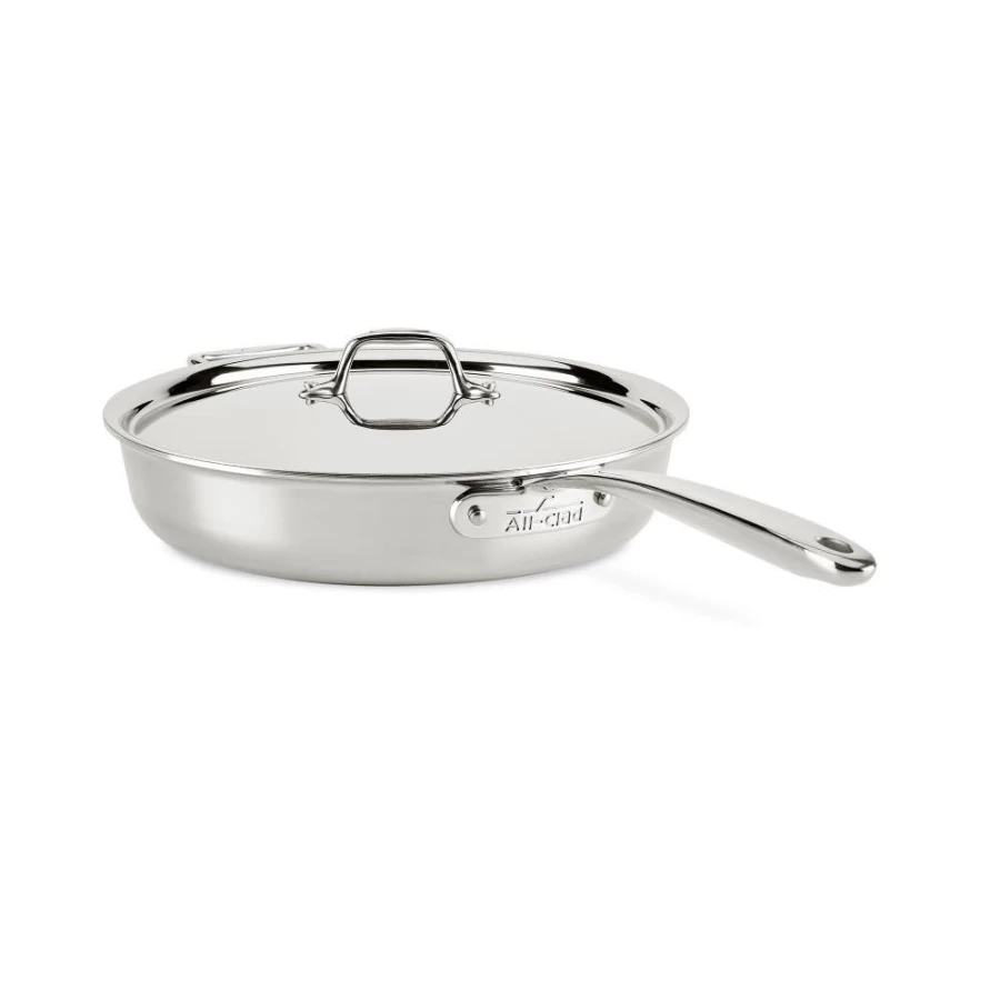 All-Clad D3 Stainless Steel 3-Ply Bonded Saute Pan with Lid, 3 Quart, Everyday Cookware