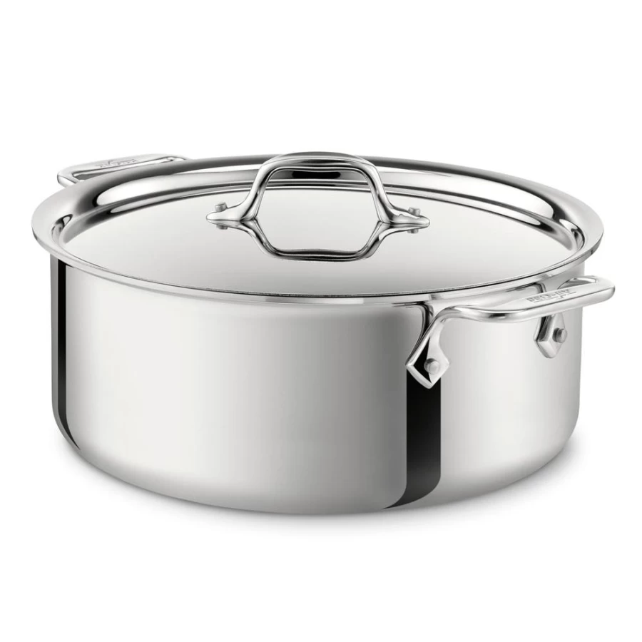All-Clad D3 Stainless Steel 3-Ply Bonded 6-Quart Stockpot with Lid, Professional Cookware for Even Heat Distribution