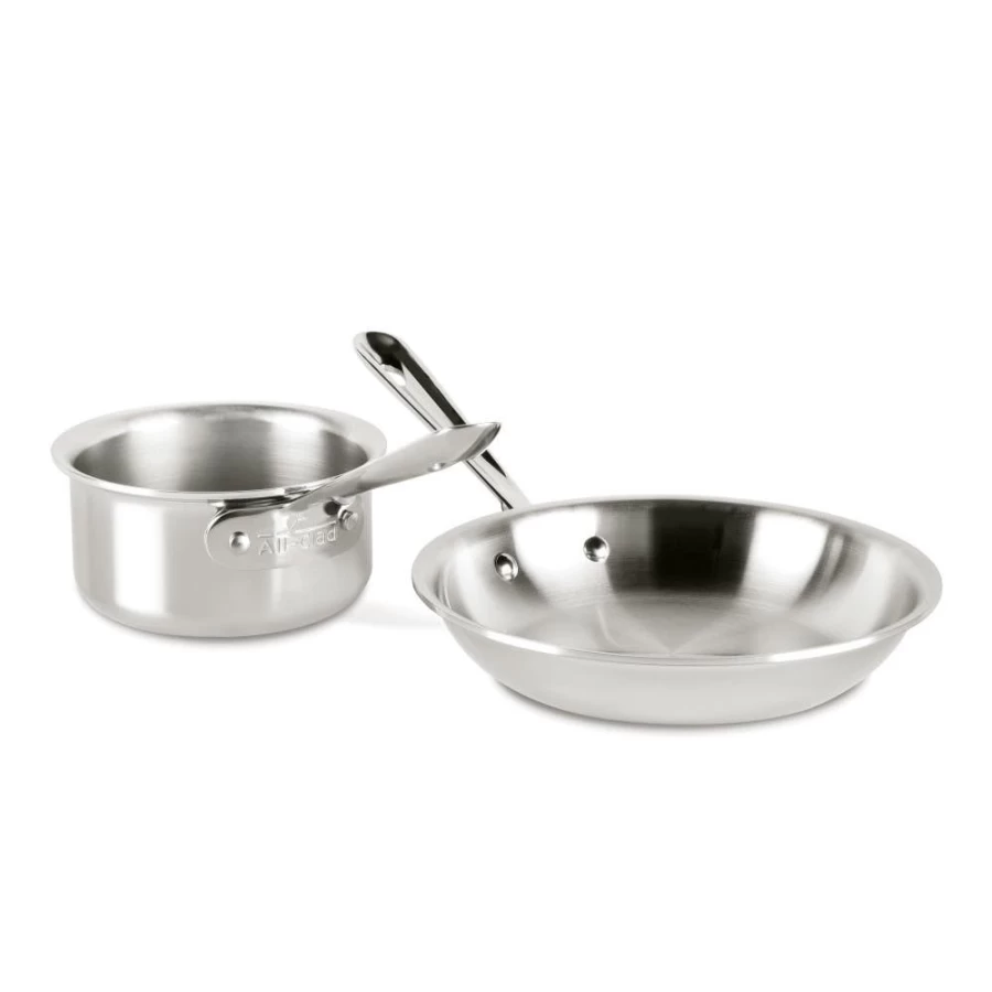All-Clad D3 Stainless Steel 3-Ply Bonded 2-Piece Cookware Set - Premium Kitchen Helper Pots & Pans