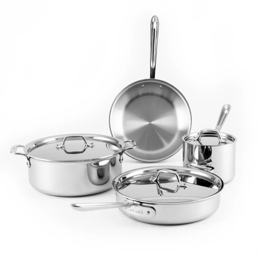 All-Clad D3 Stainless Steel 7-Piece Cookware Set - Premium Pots and Pans for Professional Cooking