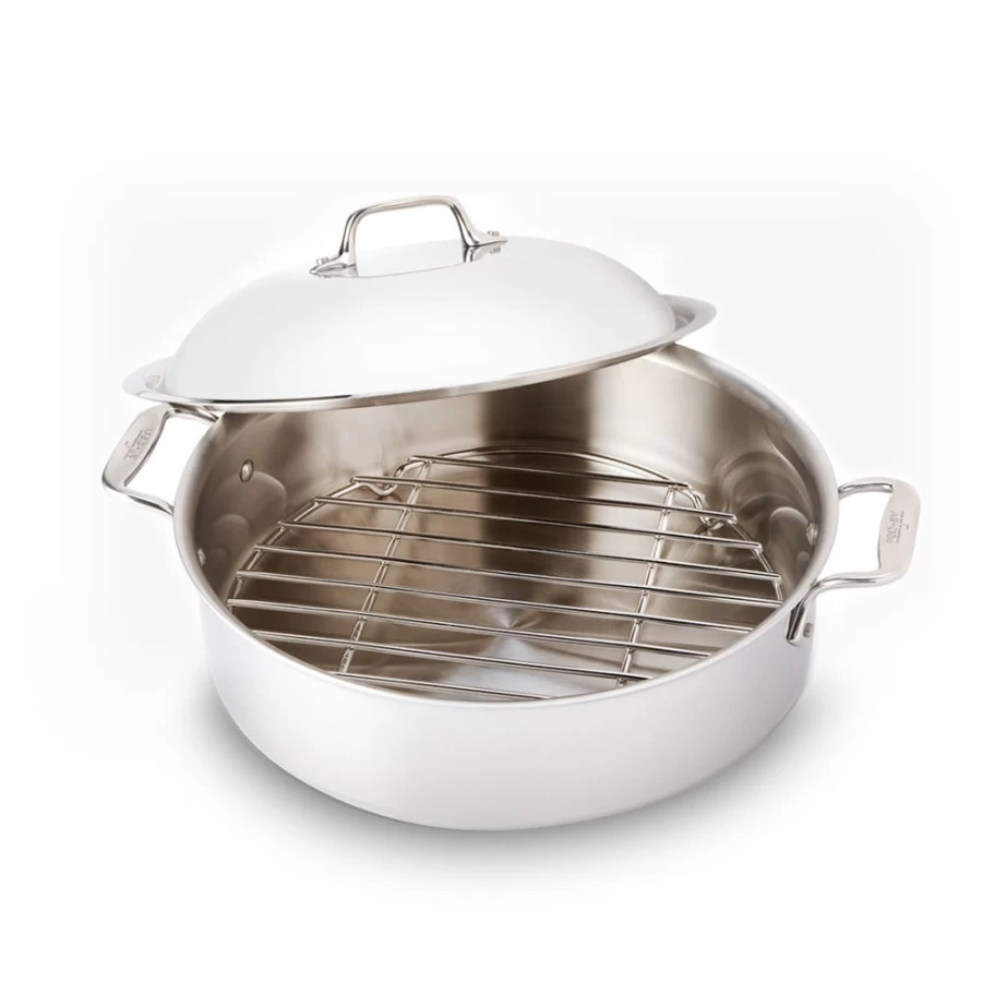 All-Clad D3 Stainless Steel Braiser Pan with Rack & Domed Lid, 3-Qt Cookware for Oven & Stovetop