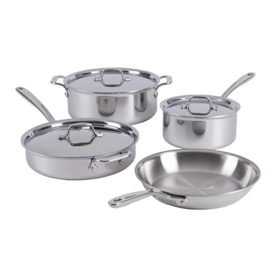 All-Clad D3 Stainless Steel 7-Piece Cookware Set - Premium Everyday Pots and Pans