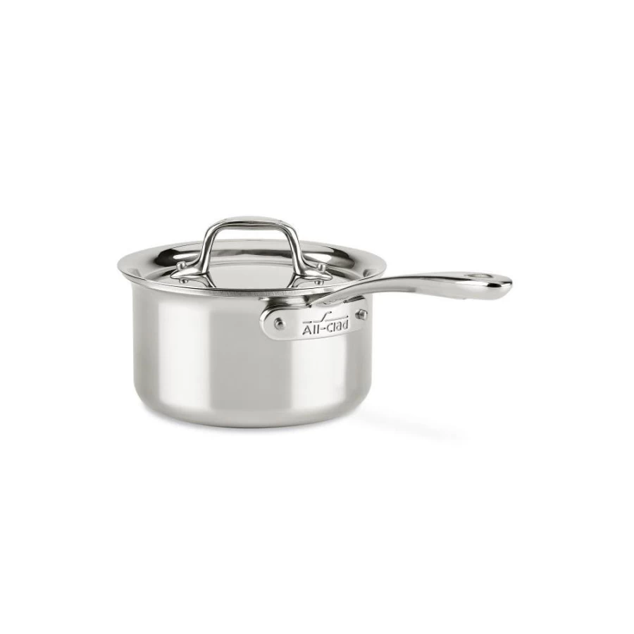 All-Clad D3 Stainless Steel 3-Ply Bonded Saucepan with Lid, 1.5 Quart Capacity, Everyday Cookware