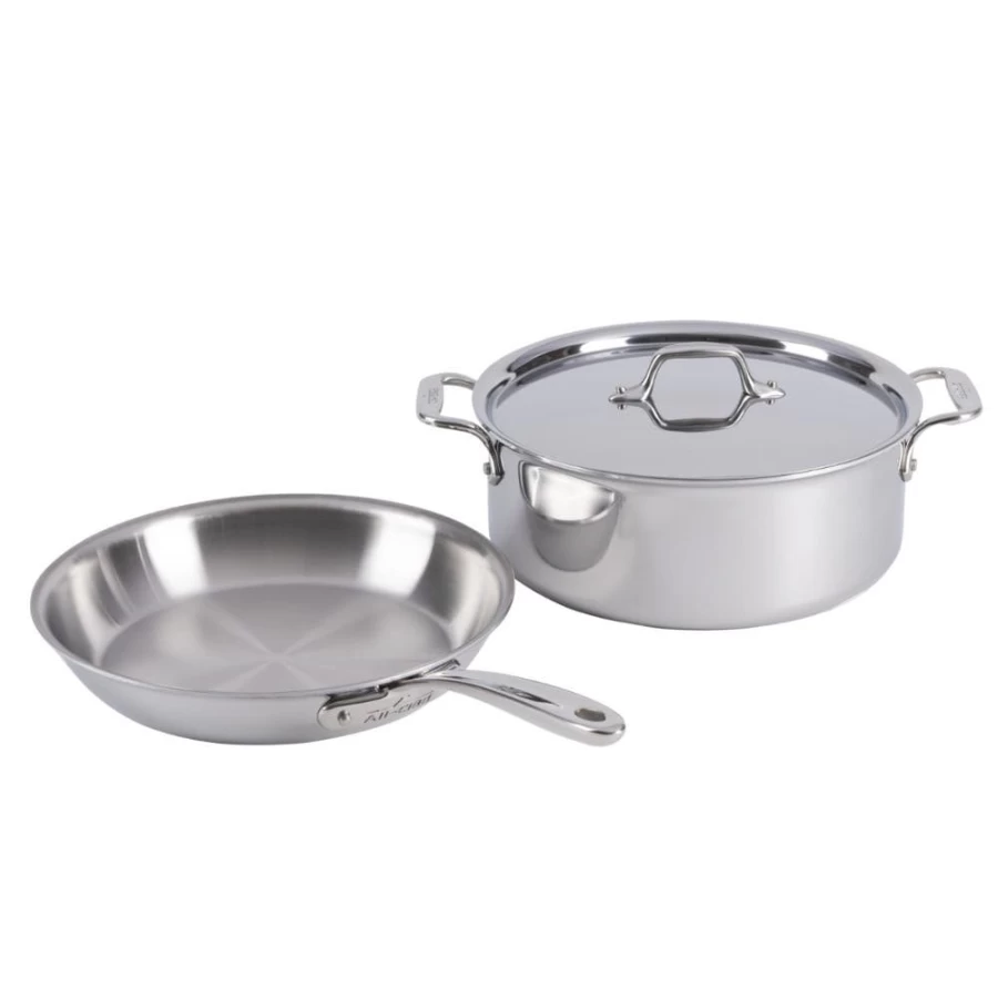 All-Clad D3 Stainless Steel 3-Piece Everyday Cookware Set: Pots and Pans for Versatile Cooking