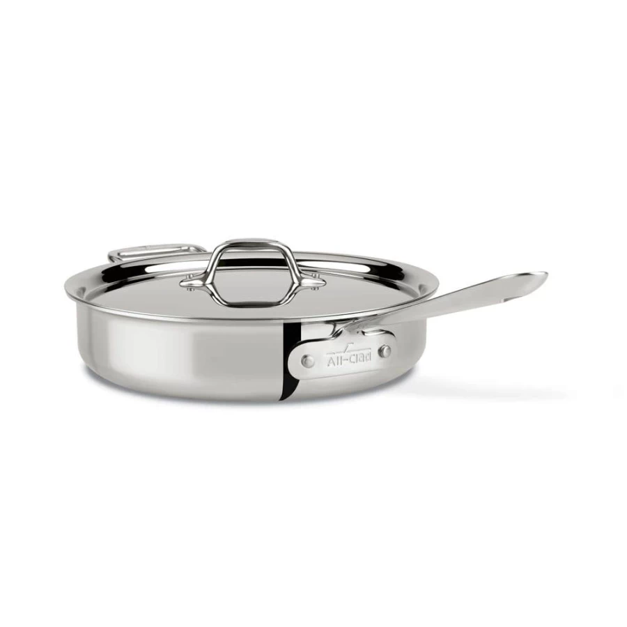All-Clad D3 Stainless Steel 3-Ply Bonded Saute Pan with Lid, 3 Quart Cookware for Professional Cooking