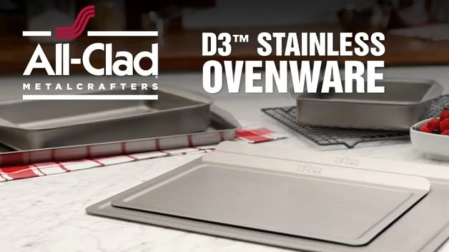 All-Clad D3 Stainless Steel 3-Ply Bonded Baking Sheet, 14 x 17 Inch Commercial Cookie Sheet for Oven, Roasting Pan, Professional Restaurant Quality Bakeware