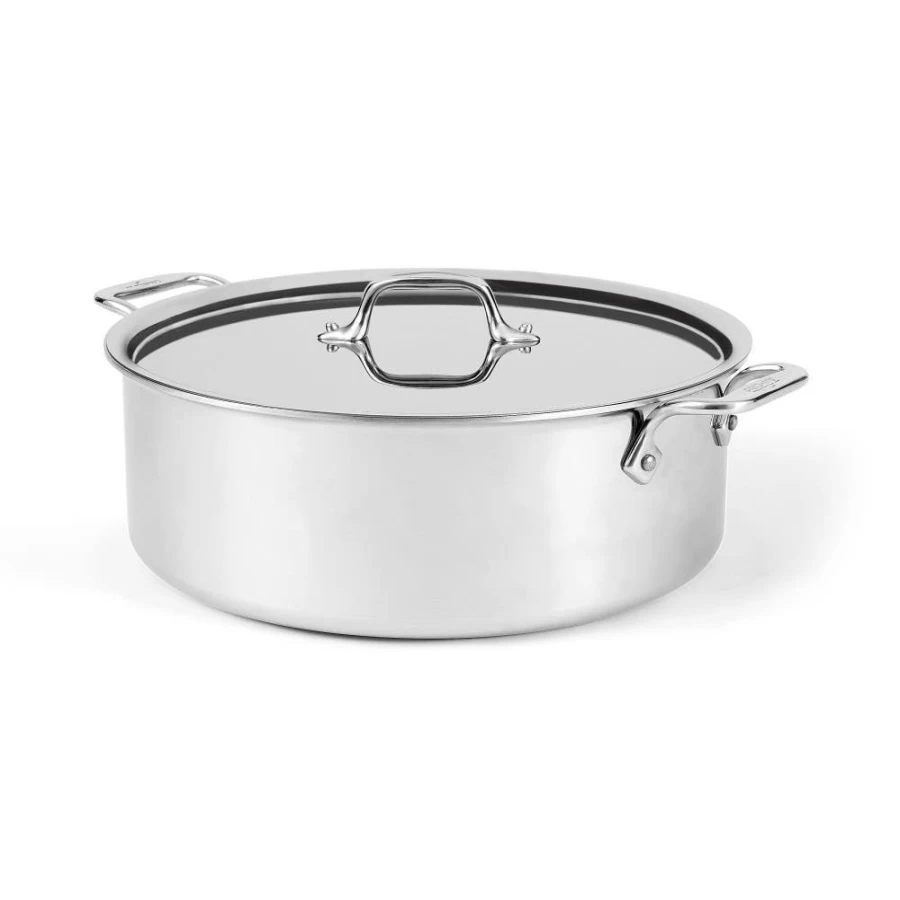 All-Clad D3 Stainless Steel 3-Ply Bonded Rondeau Pan with Lid, 8 Quart, Everyday Cookware