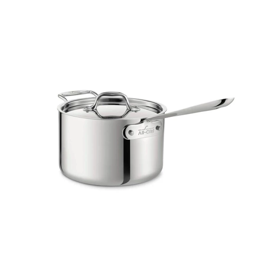 All-Clad D3 4-Quart Stainless Steel 3-Ply Bonded Sauce Pan with Lid and Loop Handle
